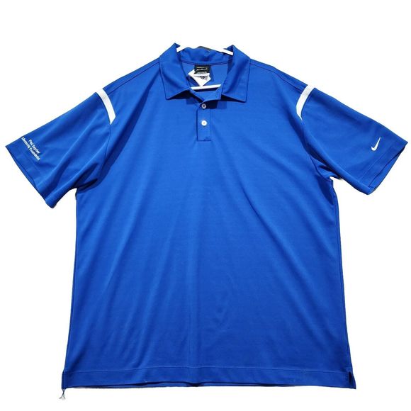 Nike Polo Shirt Mens XL Blue Solid NikeGolf Short Sleeve Athletic DRI-FIT - Picture 1 of 16